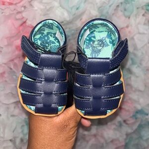 Blue Closed-Toe Sandals with Cage Design